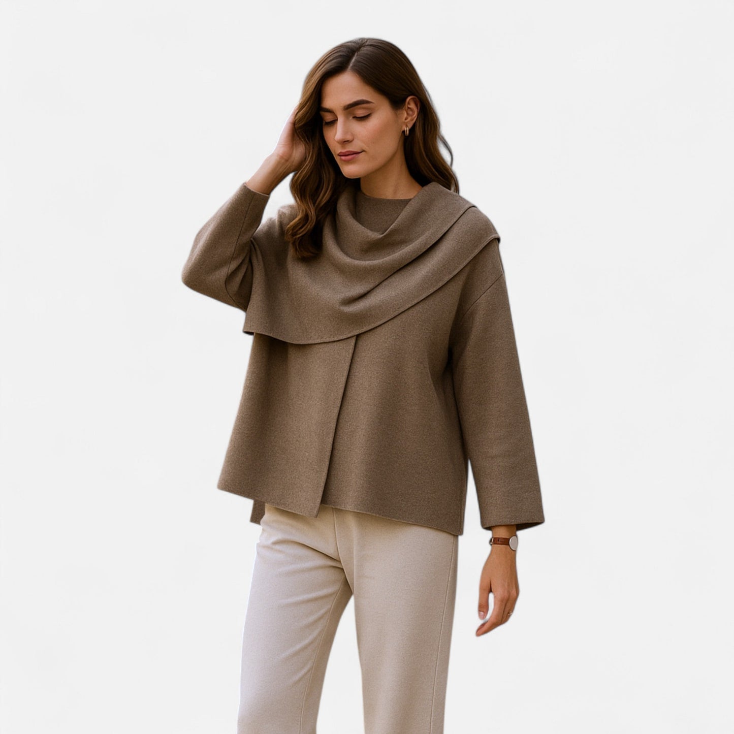 Abrigo Mujer Invierno Acolchado con Bufanda Asimétrica