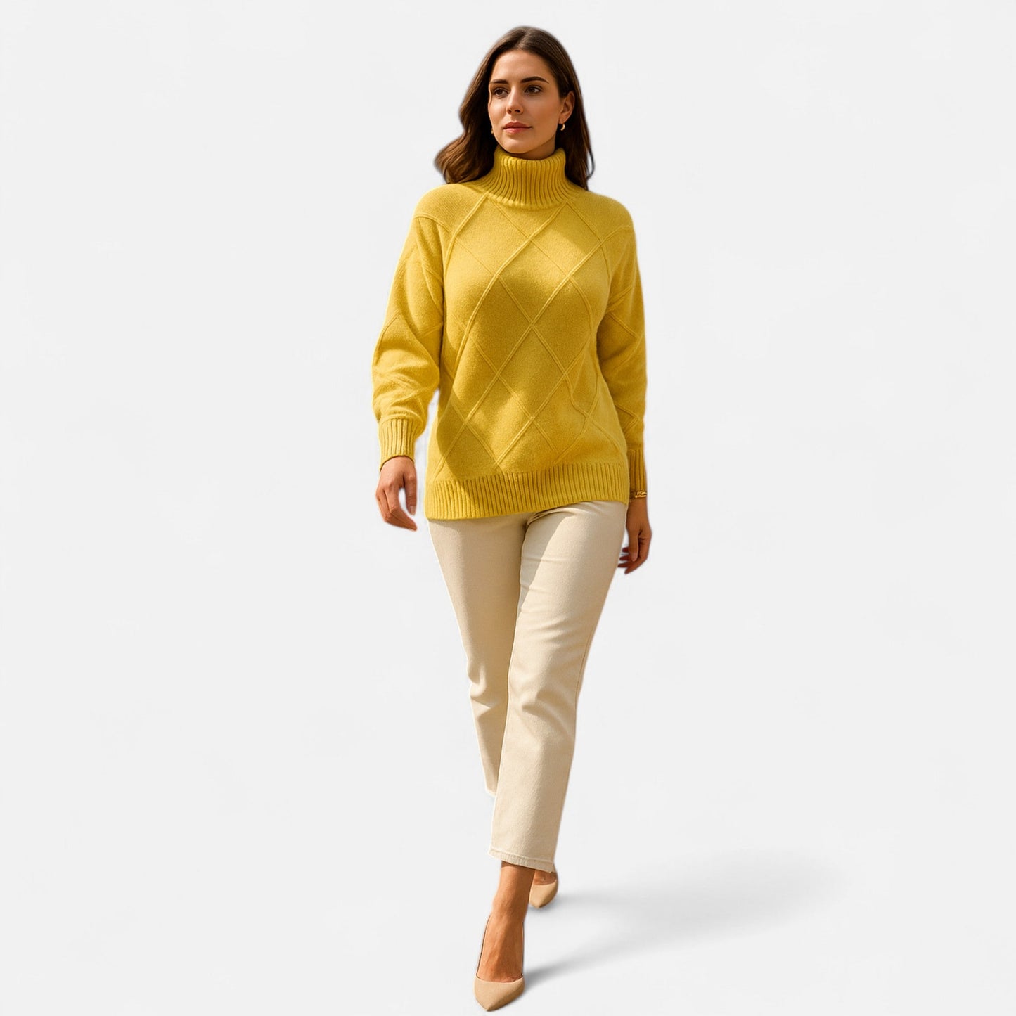 Suéter Mujer Cachemira Cuello Alto Envolvente